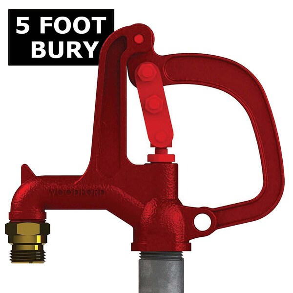 Woodford Mfg 3/4 in. x 3/4 in. NPT x MPT 1 in. Galvanized Steel Pipe x 5 ft. Bury R34 Freezeless Yard Hydrant R34-5 - main